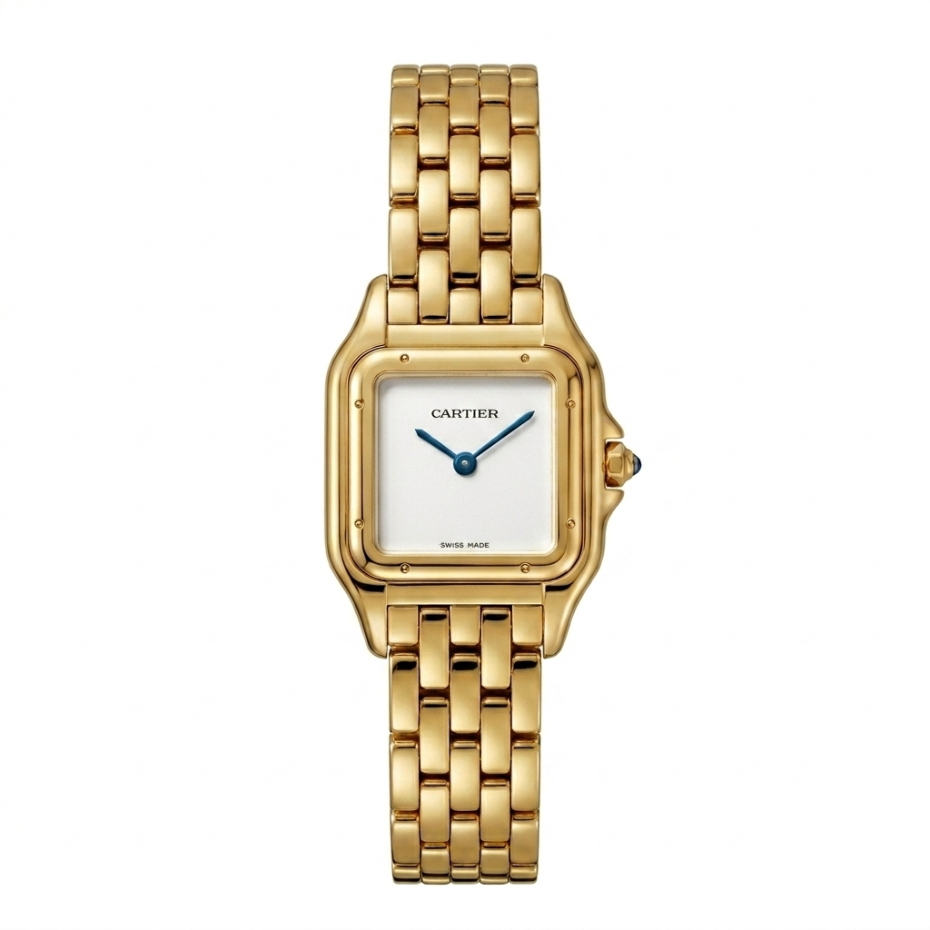 montre cartier doré mini fond blanc montre cartier doré mini fond blanc